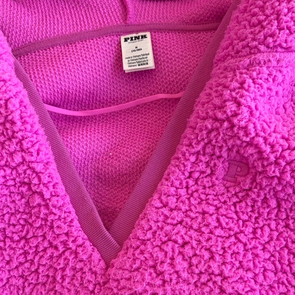 Victoria's Secret Pink Fleece Sherpa Neon Pink Hoodie - Picture 4 of 5